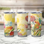 Birds and Floral Aussie Lorikeet Tumbler Cup Pastel Yellow - Aussie Hoodie