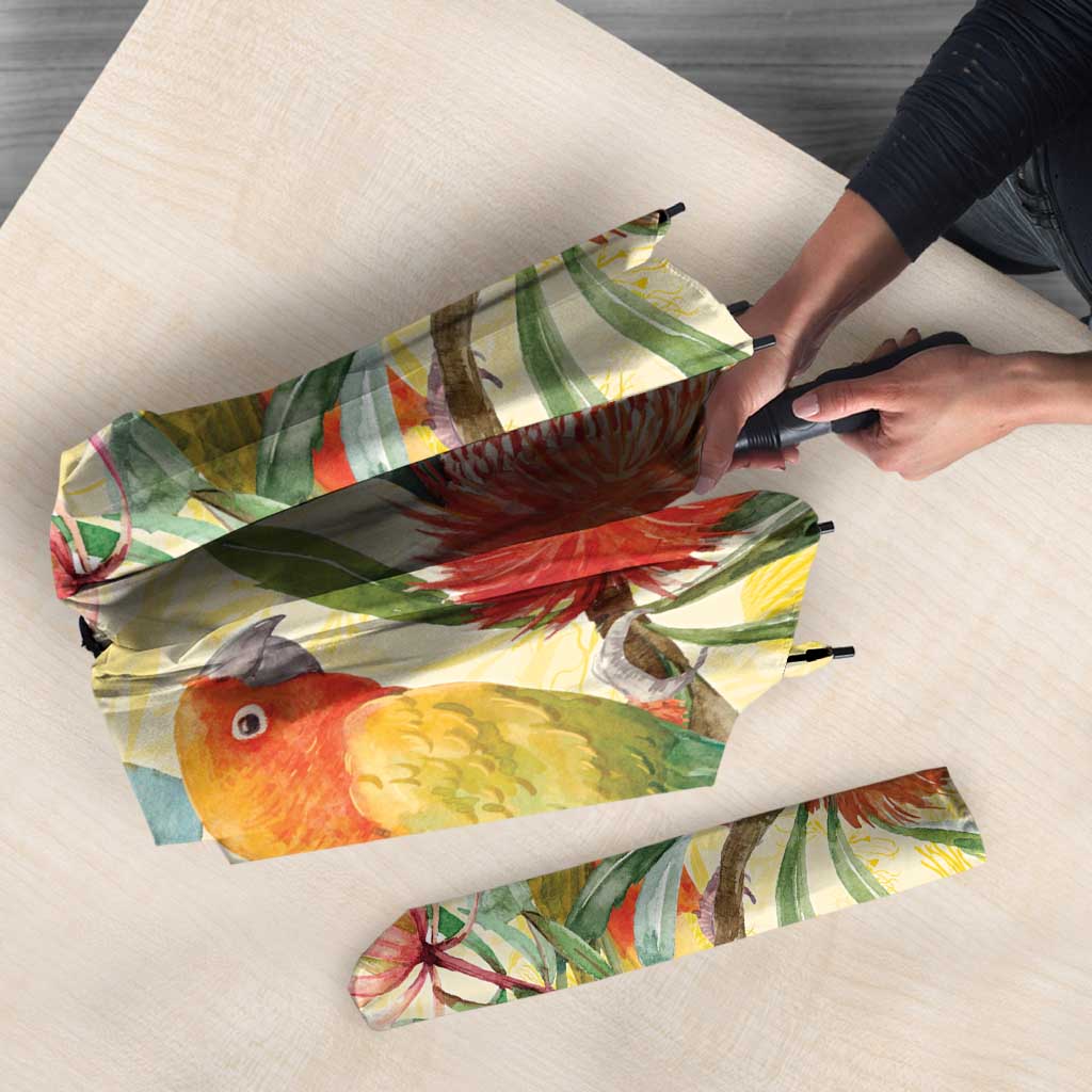 Birds and Floral Aussie Lorikeet Umbrella Pastel Yellow - Aussie Hoodie