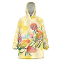 Birds and Floral Aussie Lorikeet Wearable Blanket Hoodie Pastel Yellow - Aussie Hoodie