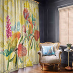 Birds and Floral Aussie Lorikeet Window Curtain Pastel Yellow - Aussie Hoodie