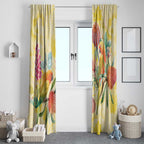 Birds and Floral Aussie Lorikeet Window Curtain Pastel Yellow - Aussie Hoodie