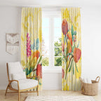 Birds and Floral Aussie Lorikeet Window Curtain Pastel Yellow - Aussie Hoodie