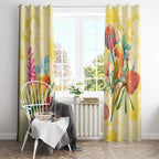 Birds and Floral Aussie Lorikeet Window Curtain Pastel Yellow - Aussie Hoodie