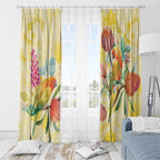 Birds and Floral Aussie Lorikeet Window Curtain Pastel Yellow - Aussie Hoodie