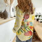 Birds and Floral Aussie Lorikeet Women Casual Shirt Pastel Yellow - Aussie Hoodie