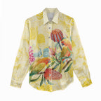 Birds and Floral Aussie Lorikeet Women Casual Shirt Pastel Yellow - Aussie Hoodie