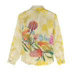 Birds and Floral Aussie Lorikeet Women Casual Shirt Pastel Yellow - Aussie Hoodie