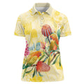 Birds and Floral Aussie Lorikeet Women Polo Shirt Pastel Yellow - Aussie Hoodie