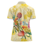 Birds and Floral Aussie Lorikeet Women Polo Shirt Pastel Yellow - Aussie Hoodie