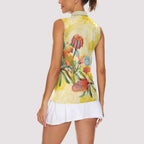 Birds and Floral Aussie Lorikeet Women Sleeveless Polo Shirt Pastel Yellow - Aussie Hoodie