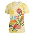 Birds and Floral Aussie Lorikeet Women V-Neck T-Shirt Pastel Yellow - Aussie Hoodie