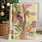 Birds and Floral Aussie Lorikeet Wrapping Paper Pastel Yellow