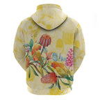 Birds and Floral Aussie Lorikeet Zip Hoodie Pastel Yellow - Aussie Hoodie