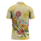 Birds and Floral Aussie Lorikeet Zipper Polo Shirt Pastel Yellow - Aussie Hoodie