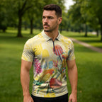Birds and Floral Aussie Lorikeet Zipper Polo Shirt Pastel Yellow - Aussie Hoodie