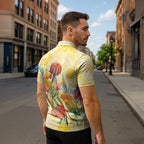 Birds and Floral Aussie Lorikeet Zipper Polo Shirt Pastel Yellow - Aussie Hoodie