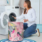 Birds and Floral Aussie Pink Robins Laundry Basket Rosy Glow - Aussie Hoodie