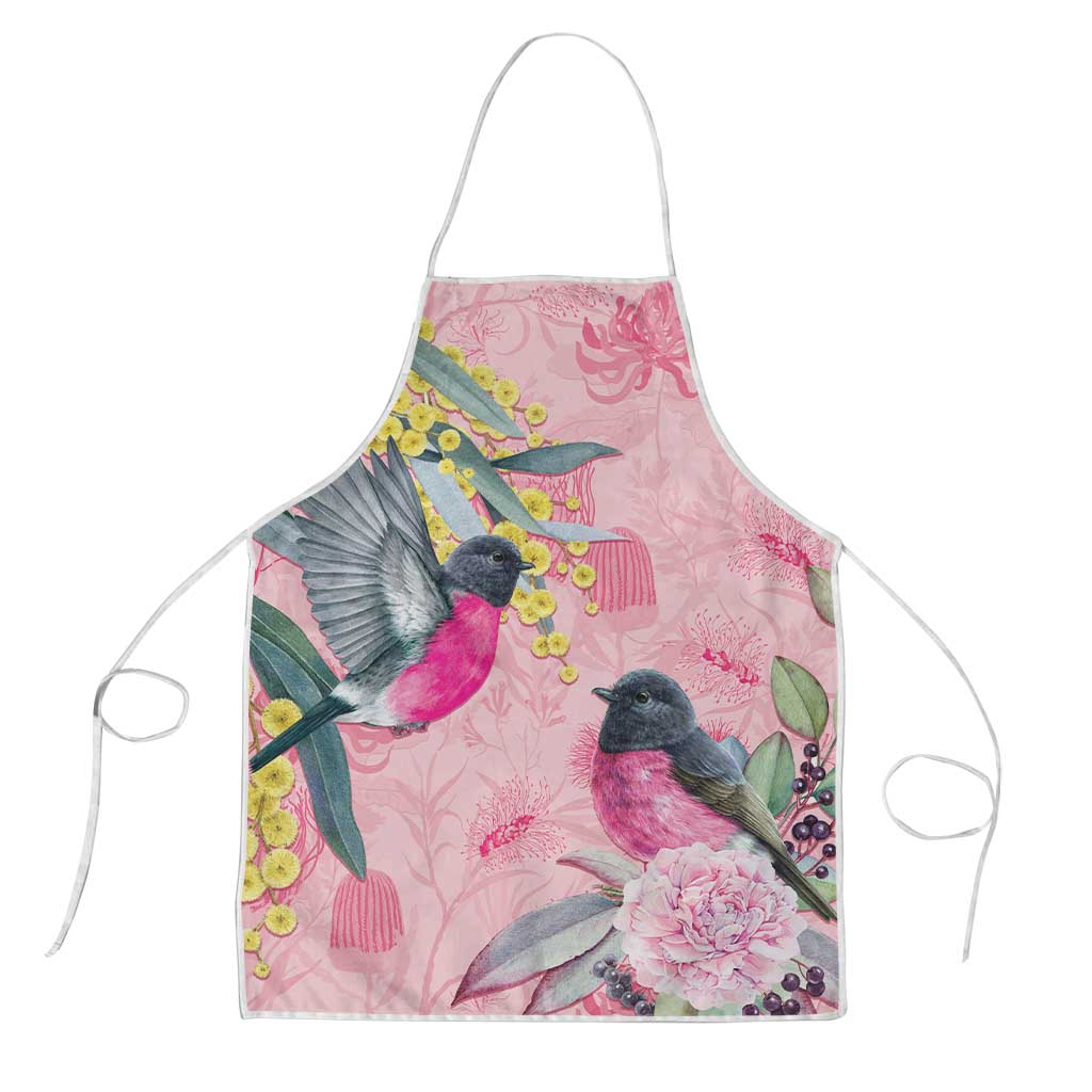 Birds and Floral Aussie Pink Robins Apron Rosy Glow - Aussie Hoodie