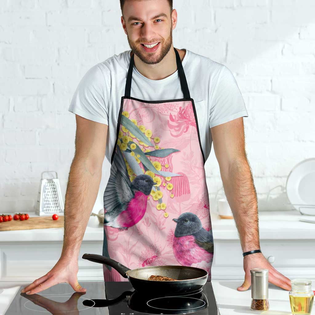 Birds and Floral Aussie Pink Robins Apron Rosy Glow - Aussie Hoodie