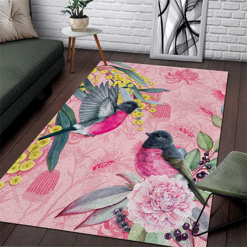 Birds and Floral Aussie Pink Robins Area Rug Rosy Glow - Aussie Hoodie