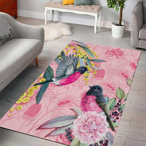 Birds and Floral Aussie Pink Robins Area Rug Rosy Glow - Aussie Hoodie