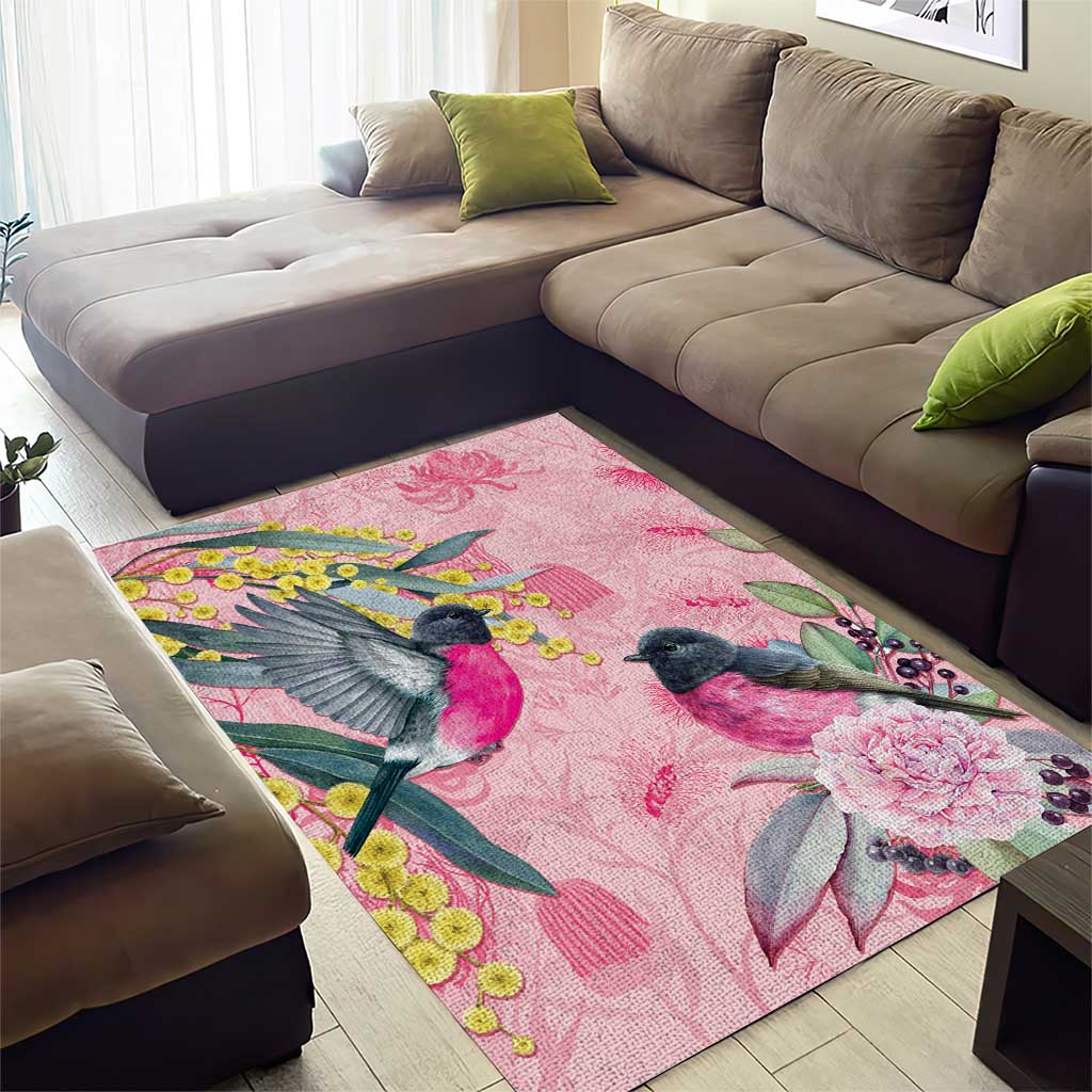 Birds and Floral Aussie Pink Robins Area Rug Rosy Glow - Aussie Hoodie