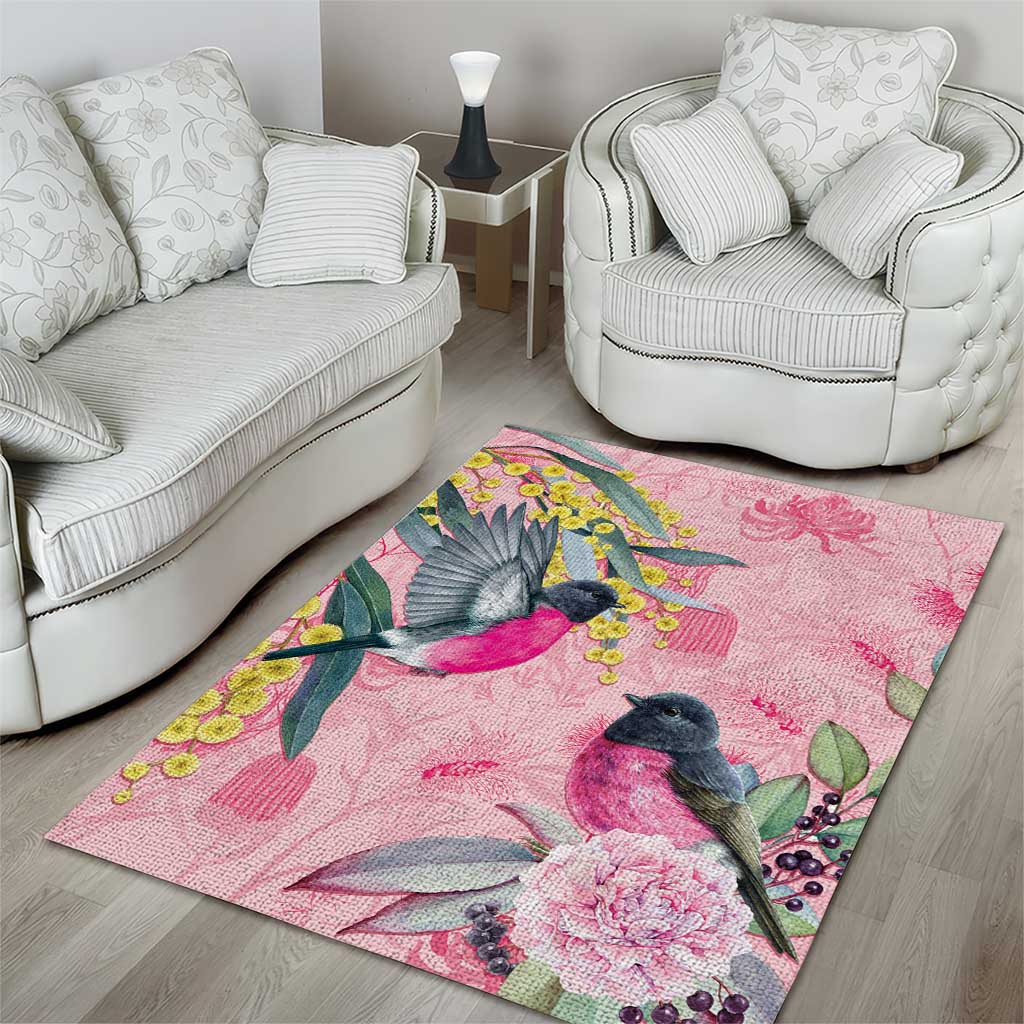 Birds and Floral Aussie Pink Robins Area Rug Rosy Glow - Aussie Hoodie