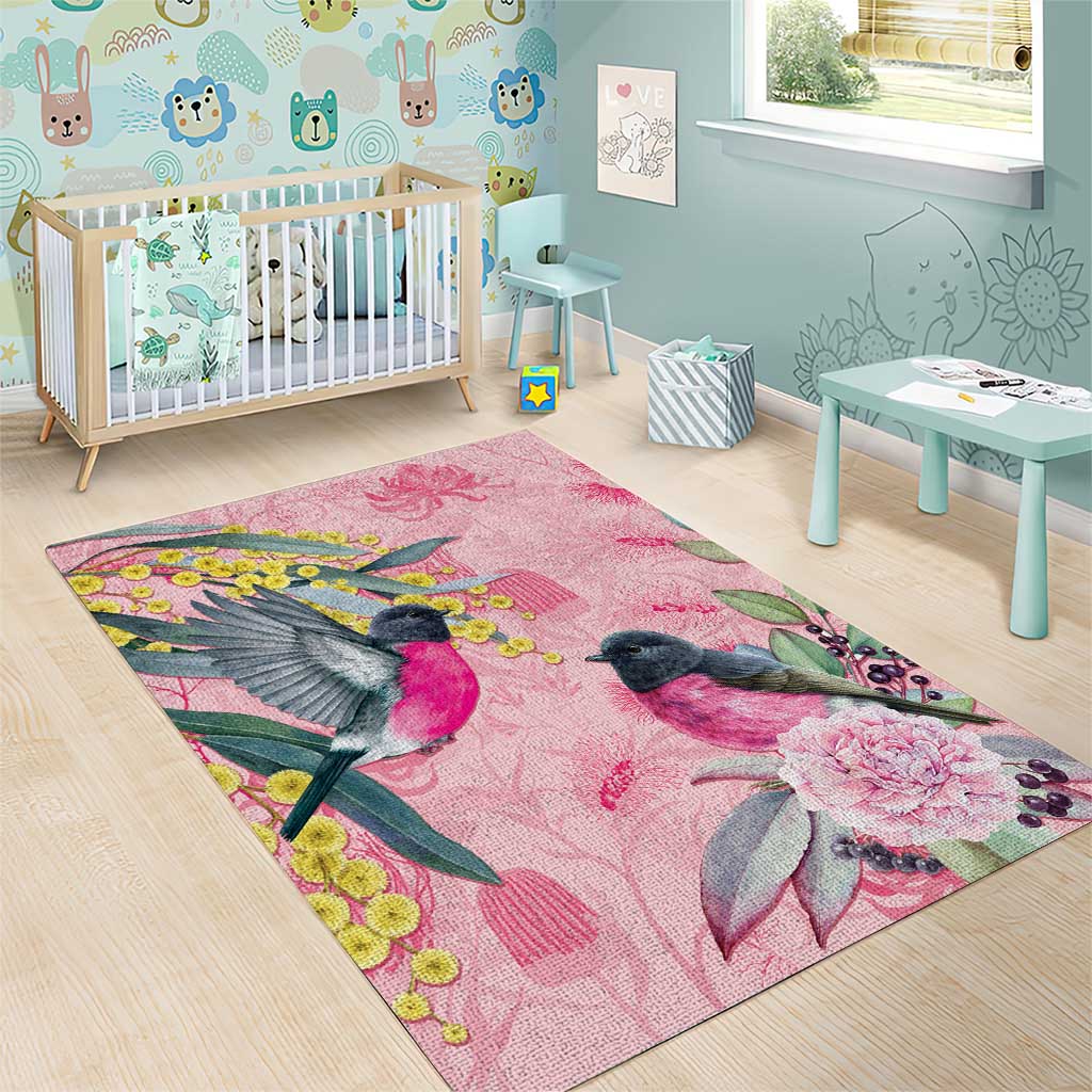 Birds and Floral Aussie Pink Robins Area Rug Rosy Glow - Aussie Hoodie