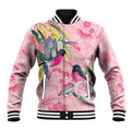Birds and Floral Aussie Pink Robins Baseball Jacket Rosy Glow - Aussie Hoodie