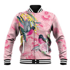 Birds and Floral Aussie Pink Robins Baseball Jacket Rosy Glow - Aussie Hoodie