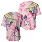 Birds and Floral Aussie Pink Robins Baseball Jersey Rosy Glow - Aussie Hoodie