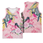 Birds and Floral Aussie Pink Robins Basketball Jersey Rosy Glow - Aussie Hoodie
