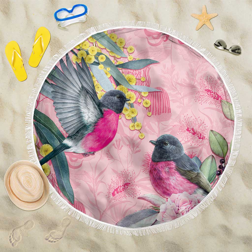 Birds and Floral Aussie Pink Robins Beach Blanket Rosy Glow - Aussie Hoodie
