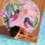 Birds and Floral Aussie Pink Robins Beach Blanket Rosy Glow - Aussie Hoodie