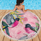 Birds and Floral Aussie Pink Robins Beach Blanket Rosy Glow - Aussie Hoodie