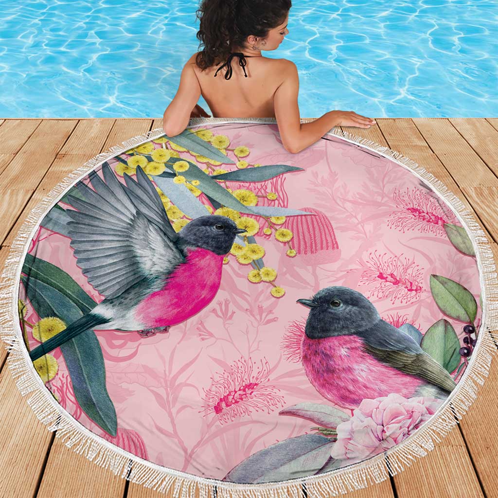 Birds and Floral Aussie Pink Robins Beach Blanket Rosy Glow - Aussie Hoodie