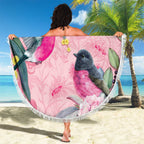 Birds and Floral Aussie Pink Robins Beach Blanket Rosy Glow - Aussie Hoodie
