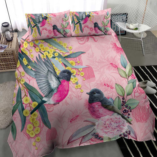 Birds and Floral Aussie Pink Robins Bedding Set Rosy Glow - Aussie Hoodie
