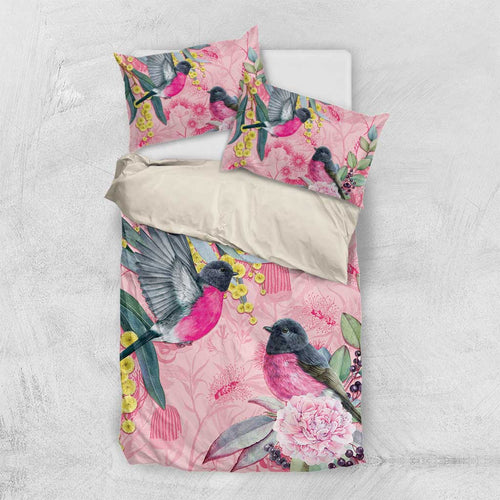Birds and Floral Aussie Pink Robins Bedding Set Rosy Glow - Aussie Hoodie