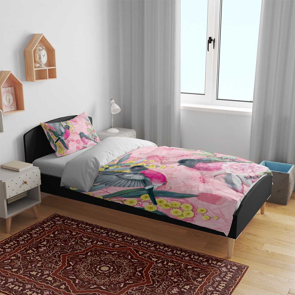 Birds and Floral Aussie Pink Robins Bedding Set Rosy Glow - Aussie Hoodie