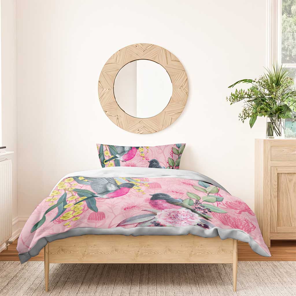 Birds and Floral Aussie Pink Robins Bedding Set Rosy Glow - Aussie Hoodie