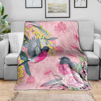 Birds and Floral Aussie Pink Robins Blanket Rosy Glow - Aussie Hoodie