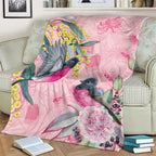 Birds and Floral Aussie Pink Robins Blanket Rosy Glow - Aussie Hoodie