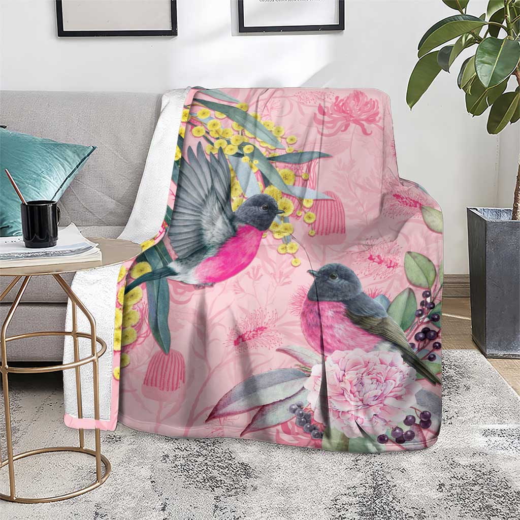 Birds and Floral Aussie Pink Robins Blanket Rosy Glow - Aussie Hoodie