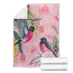 Birds and Floral Aussie Pink Robins Blanket Rosy Glow - Aussie Hoodie