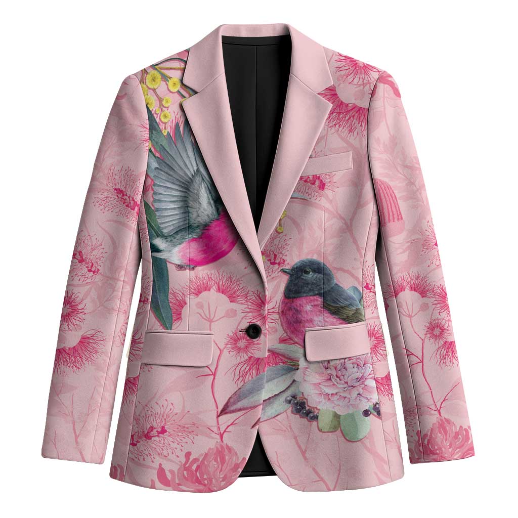 Birds and Floral Aussie Pink Robins Blazer Rosy Glow - Aussie Hoodie