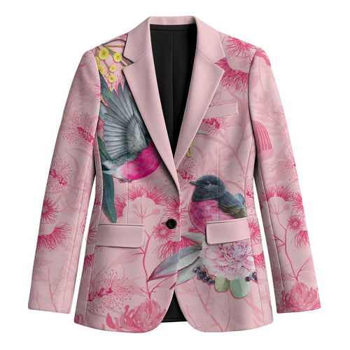 Birds and Floral Aussie Pink Robins Blazer Rosy Glow - Aussie Hoodie