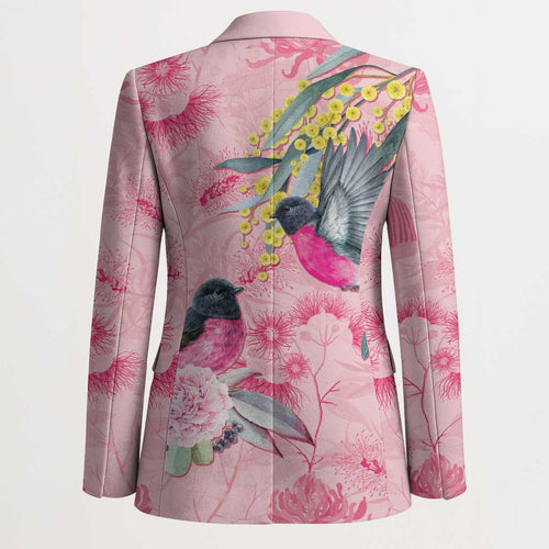 Birds and Floral Aussie Pink Robins Blazer Rosy Glow - Aussie Hoodie