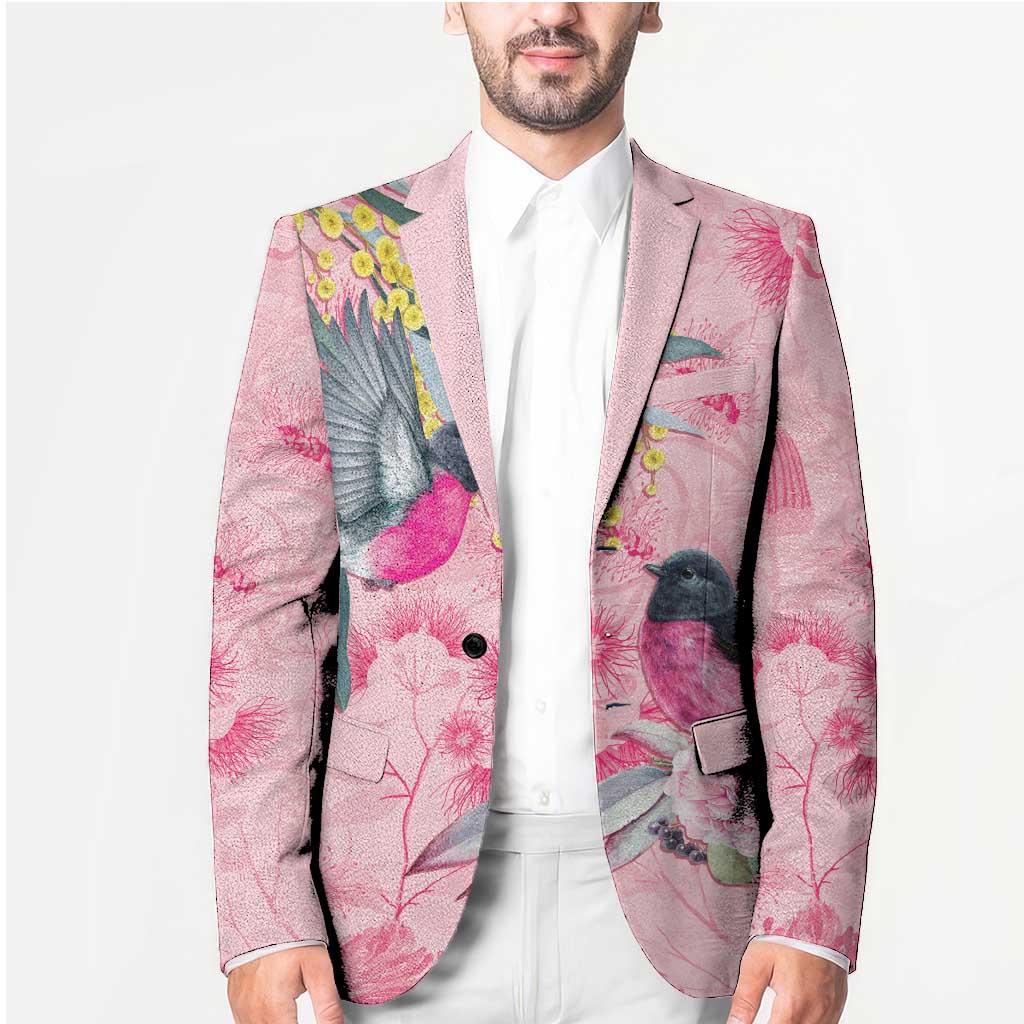 Birds and Floral Aussie Pink Robins Blazer Rosy Glow - Aussie Hoodie