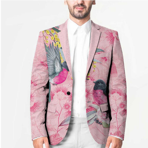 Birds and Floral Aussie Pink Robins Blazer Rosy Glow - Aussie Hoodie